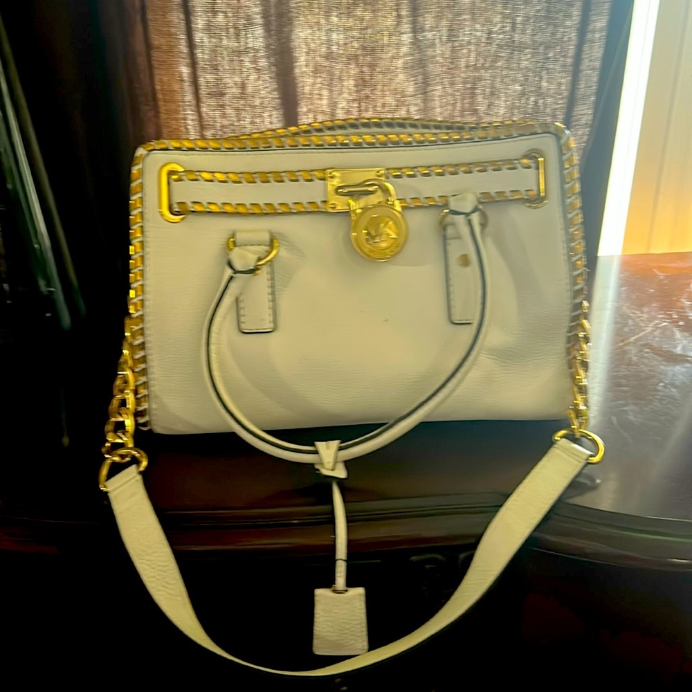 White and gold Michael Kors purse